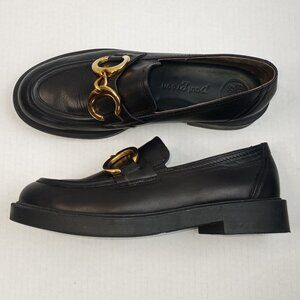 NWOT Paul Green Salon Black Leather Gold Bit Loafers
